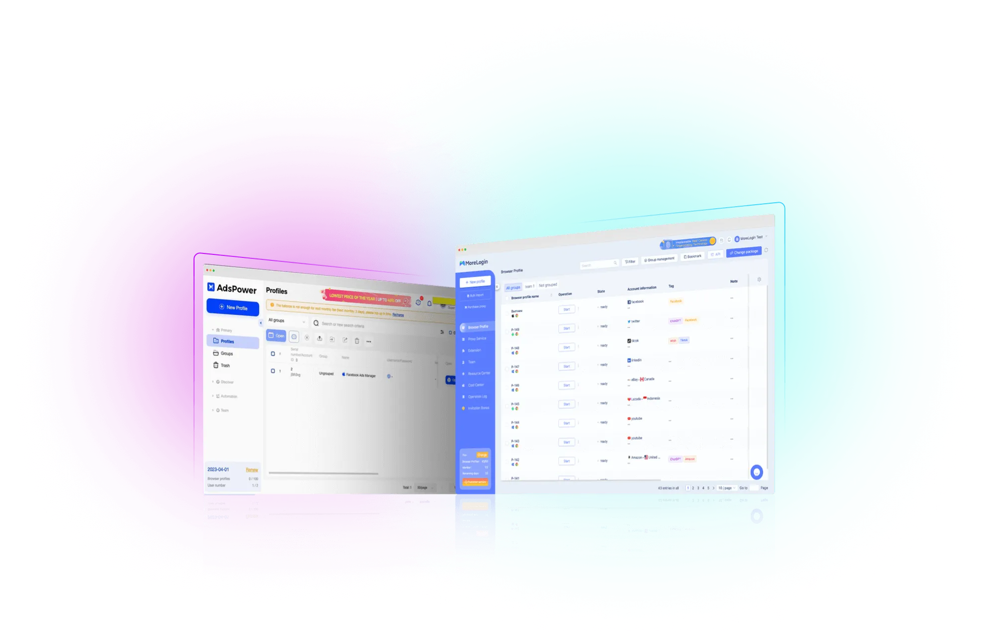 Adspower và MoreLogin